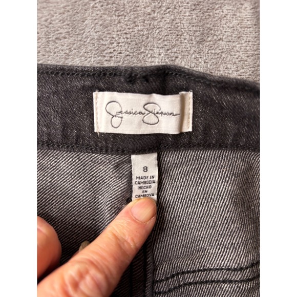 Jessica Simpson Womens Cargo Jeans Wide Leg Washed Black Denim Size 8 Utility - Picture 7 of 11